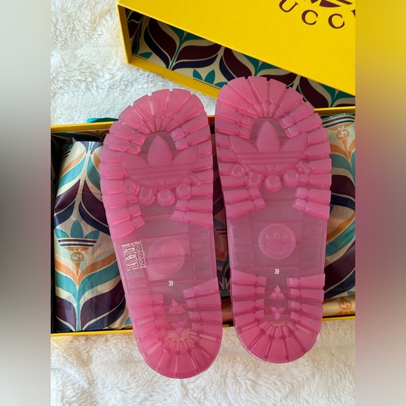 New Gucci X ADIDAS WOMEN'S RUBBER SLIDE SANDAL IN PINK, size 39 - Picture 5 of 7